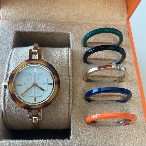 TORY BURCH GIGI BANGLE WATCH, MULTI-COLOR/GOLD-TONE, 27 MM Interchangeable Bands - Picture 10 of 14